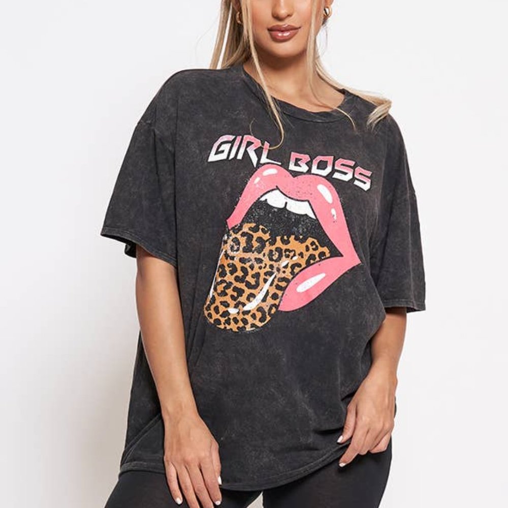 Girl Boss Leopard Tongue Tee